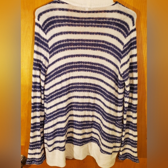 Splendid Blue and White Striped Long Cardigan - Size Medium - Picture 2 of 5